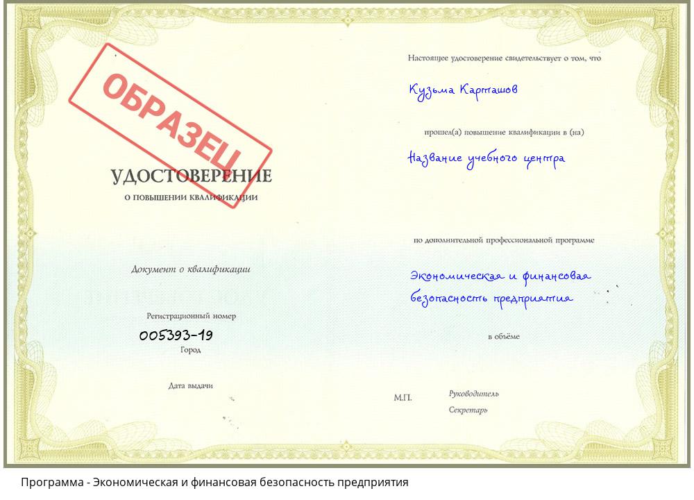 Экономическая и финансовая безопасность предприятия Снежинск
