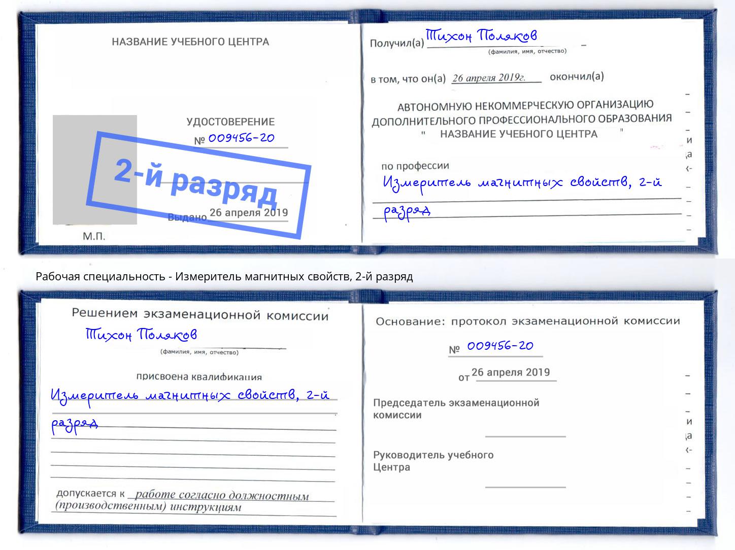 корочка 2-й разряд Измеритель магнитных свойств Снежинск