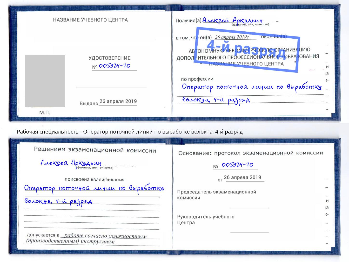 корочка 4-й разряд Оператор поточной линии по выработке волокна Снежинск